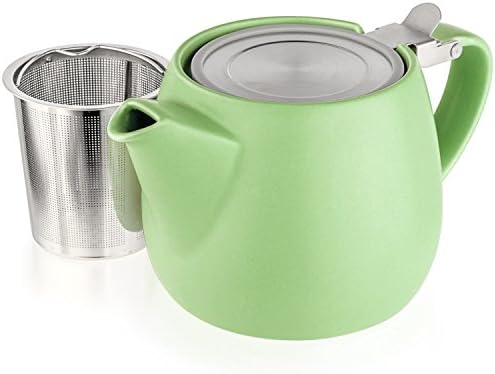 Tealyra - Pluto Porcelain Small Teapot Lime - 18.2-ounce (1-2 cups) - Matte Finish - Stainless Steel Lid and Extra-Fine Infuser To Brew Loose Leaf Tea - 540ml by Tealyra