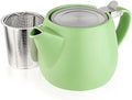 Tealyra - Pluto Porcelain Small Teapot Lime - 18.2-ounce (1-2 cups) - Matte Finish - Stainless Steel Lid and Extra-Fine Infuser To Brew Loose Leaf Tea - 540ml by Tealyra