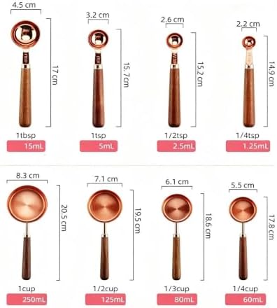 Stainless Steel Measuring Cups Spoons Set, 150ml Rose Gold - Image 3