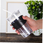 TOYANDONA 2pcs Glass Water Bottles with Straw and Lid, 450ml Cold Brew and Iced Tea Cups with Silicone Sleeve for Beverage and Coffee Drinking, Travel-friendly Reusable Tumblers - Image 7