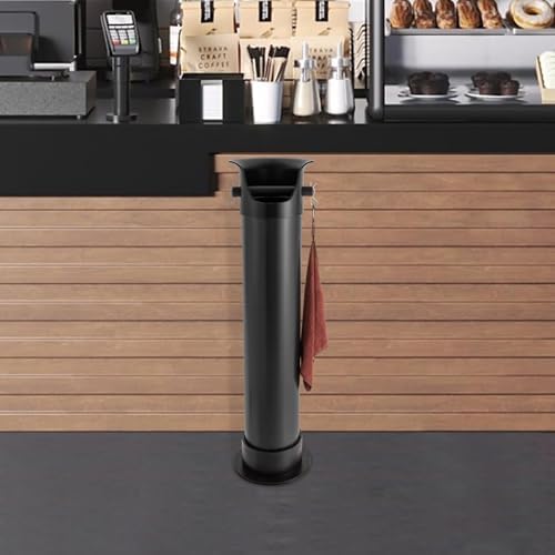 Knock Box for Coffee Grounds,Commercial Floor Standing Knockbox w/Removable Base,Coffee Knock Box,Coffee Grind Collection Dump Bin,Grounds Bucket w/Garbage Bags and Towels for Kitchen,Office (Black) - Image 5