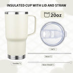 20oz Insulated Tumbler with Handle Stainless Steel Travel Coffee Mug with Lid and Straw Double Wall Vacuum Leak-proof Reusable Thermal Water Cup for Hot and Cold Drinks (Multicolor-6,4 Pack) - Image 6