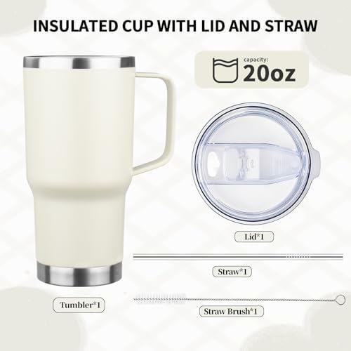 20oz Insulated Tumbler with Handle Stainless Steel Travel Coffee Mug with Lid and Straw Double Wall Vacuum Leak-proof Reusable Thermal Water Cup for Hot and Cold Drinks (Multicolor-6,4 Pack) - Image 6