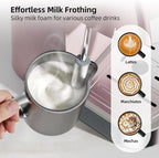 3.5Bar Espreeso Machine 4-Cup Compact Coffee Maker 800W Gray Pink - Image 2