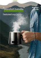 350ML Ceramic Mug Coffee Cups Inner Liner with Lid 316 Stainless Steel Office and Tea Cup Insulated(Silver gold) - Image 3