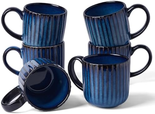 famiware Coffee Mugs Set of 6, Starlight 11 oz Mug Cups Set with Handle by Famiware