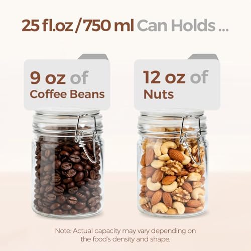 ComSaf 25 oz Glass Jars with Airtight Lids 6 Pack Pantry Coffee Canisters - Image 5