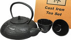 Ebros Gift Traditional Tetsubin Feng Shui Black Tombo Dragonfly Engraved Heavy Cast Iron Tea Pot And Cups Set Serves 2 Home Decor Zen Asian Fusion And Housewarming Accent Decorative Teapots by EbrosGift