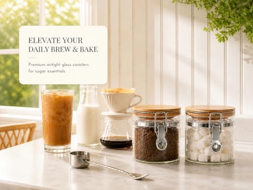 KKC HOME ACCENTS 2-Pack 16oz Glass Canisters with Airtight Bamboo Lids - Image 2
