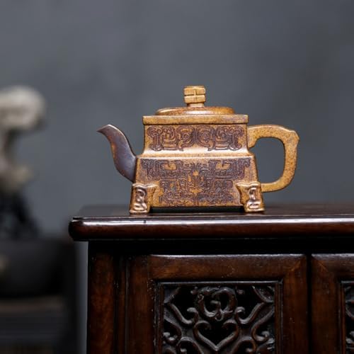 Tea Kettle Chinese Retro Square Han Ding Teapot Exquisite Retro Handmade Square Teapot Ceramic Tea Infuser - Image 7