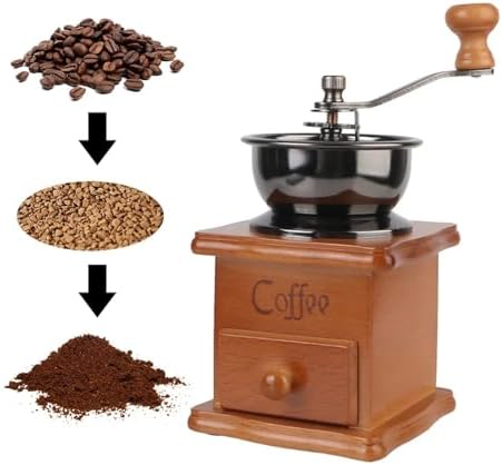 Manual Coffee Bean Grinder Utensils Stainless Steel Handle Wooden With Ceramic Millston Spice Burr(Light Color) - Image 3