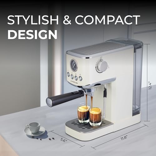 Epsilon Coffee Machine with Milk Frother, Compact 20-Bar Espresso Maker, Hot and Iced Coffee Maker with Removable Water Tank, Cold Brew Feature, and Steam Wand, 1.2L Capacity - Stainless Steel - Image 2