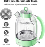 ASCOT Electric Kettle, Glass Electric Tea Kettle Gifts for Men/Women/Family 1.5L 1500W Borosilicate Glass Tea Heater, with Auto Shut-Off and Boil-Dry Protection (Green) - Image 3