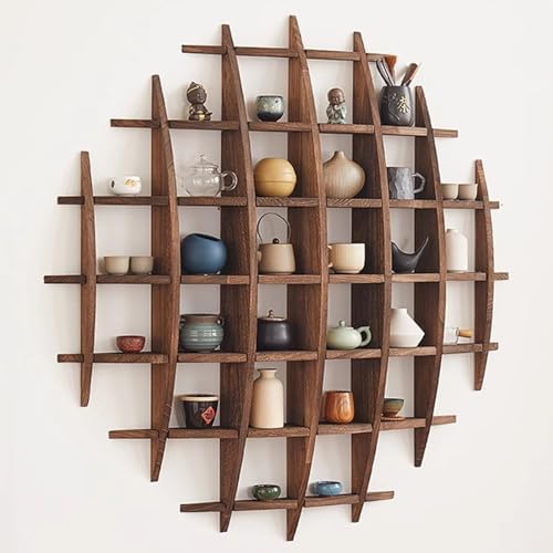 Solid Wood Chinese Tea Cup Holder, Wall Mounted Mug Display Shelf by XIMSPHY