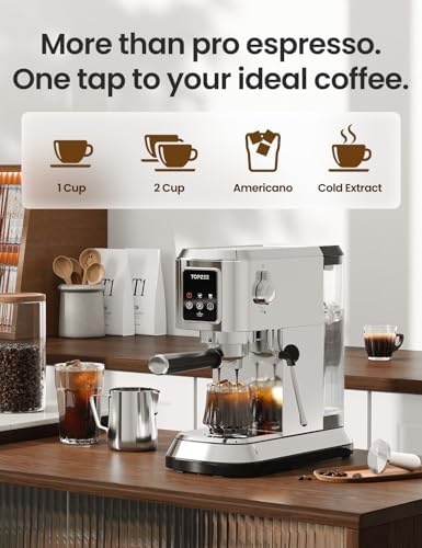 Topzee Espresso Machine 20 Bar, Compact Coffee Maker with Milk Frother & Cold Brew Function, 52oz Removable Water Tank, Stainless Steel Cappuccino, Latte Maker, Silver - Image 3