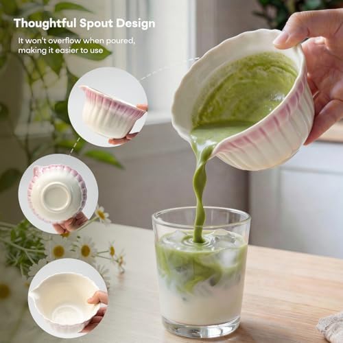 Matcha Whisk Set, Matcha Kit 5 Pcs, Daisy Matcha Bowl and Whisk Set with Sifter, Holder & Scoop，Japanese Ceremony Matcha Tea Making Tools, Complete Starter Set for Beginners, Purple - Image 4