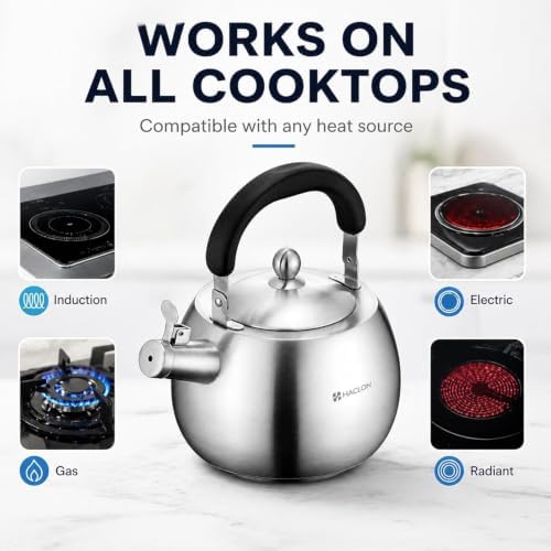 Stainless Steel Whistling Tea Kettle Stovetop 4.2 QT - Image 4