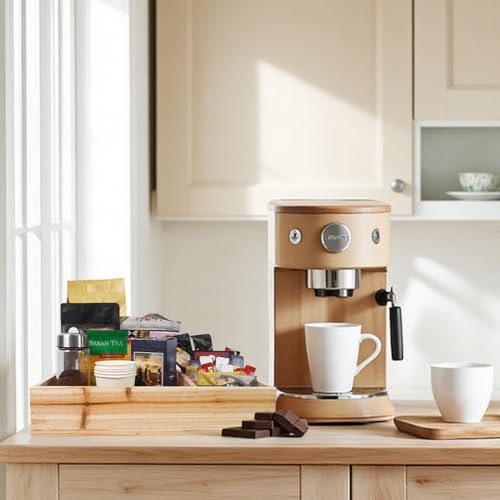 DreamsEden Large Wooden Coffee Station Organizer with Handle, 4-Section Countertop Tray for Coffee Pods K-Cups Tea Bags Creamer Sugar, Farmhouse Kitchen Office Breakroom Decor (15.15x9.25x3 Inch) - Image 7