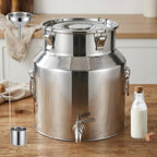 Stainless Steel Milk Can with Spigot, 28L/7.40Gal Beverage Drink Dispenser by Unknown