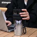 SDGA+ 24 oz Stainless Steel Tumbler with Lid and Straw, Insulated Water Bottle Leak Proof for Hot and Cold, Portable Travel Coffee Mug, Reusable Coffee Cup for Women, Butterfly - Image 4