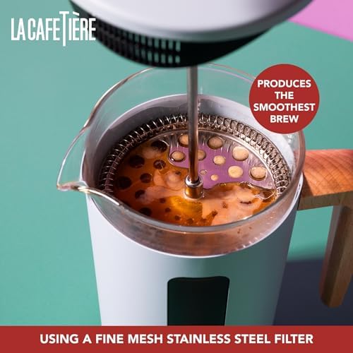 La Cafetière Pisa 8 Cup Cafetière In Sky Blue, Durable Stainless Steel Plunger, Heat Resistant French Press With Stylish Natural Wood Handle, Versatile Coffee And Tea Plunger, 1L - Image 5