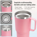 20 oz Tumbler with Handle and Lid Insulated Travel Coffee Mug Pink 12P - Image 5