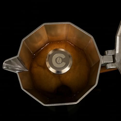 CAFECITO® Moka Pot Stovetop Espresso Maker with Anti-Splash Valve – Cuban Coffee Maker Cafetera Cubana | 6 Cup Greca Coffee Maker Crema Edition with Wood Handle | Classic Cafecito Brewing - Image 4