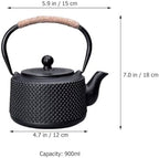 Small 900ml Cast Iron Tetsubin Tea Pot with Handle, Japanese Style Iron Teapot for Household Use, Sturdy Heat Retention Teaware for Gongfu Tea and Home Brewing - Image 5