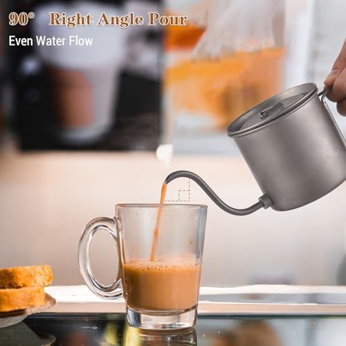 400ml Camping Kettles for Boiling Water, Coffee Kettle with Folding Handle+Removable Coffee Spout Coffee Pot with Coffee Filter/Small Cup, Lightweight Tea Kettle for Picnic Backpacking Hiking - Image 3