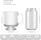 INSETLAN 6-Piece Ribbed Glass Coffee Mug Set, 10 oz Clear Glass Tea Cups with Handle, Modern Vertical Stripe Design for Everyday Drinks – Perfect for Coffee, Tea, Latte, Cappuccino, and More - Image 3