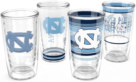 Tervis North Carolina Tar Heels - Assorted Made in USA Double Walled Insulated Tumbler Travel Cup Keeps Drinks Cold & Hot, 16oz 4pk, Classic by TervisTumblerCompany