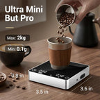 Mini Coffee Scale with Timer, 0.1g/2kg Rechargeable Espresso Scale, 4 Brewing Modes with Auto Tare and Real-Time Brew Ratio, Compact Digital Brewer for Pour-Over, Silver - Image 2