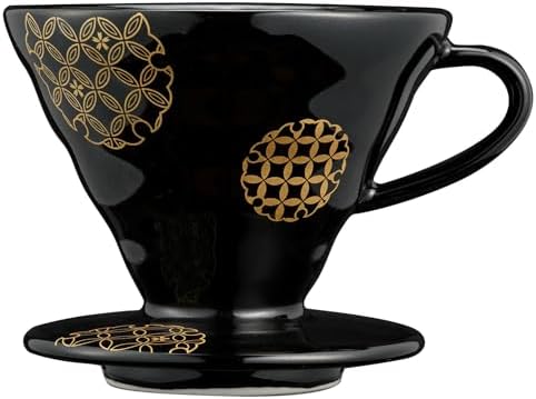 HARIO Ceramic Dripper 02 Shippou Black Made in Japan (Traditional Japanese “Shippo” pattern) by Hario