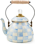 MACKENZIE-CHILDS Tea Kettle, 2 Quarts, Light-Blue-and-White Sky Check by Unknown
