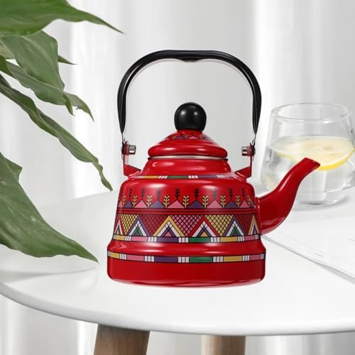 Enamel on Steel Whistling Tea Kettle, Kitchen Stovetop Teakettle for Brewing Tea and Coffee, VintageTea Pot for Living Room Decorations Domestic (White 2.5l) - Image 4