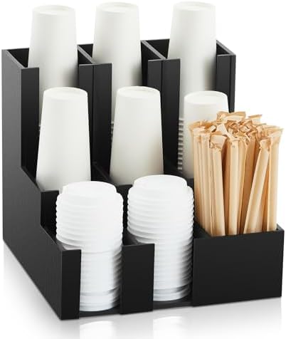 CroBlissful 9 Compartment Pine Wood Vertical Coffee Cup and Lid Dispenser by CroBlissful