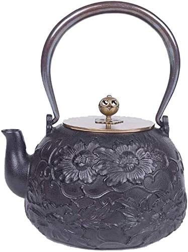 Old Dutch Cast Iron Teapot, Enamel Craft Tetsubin Japanese Cast Iron Tea Kettle, Enamel-Coated Interior 1200 ML by MGEMJMJ
