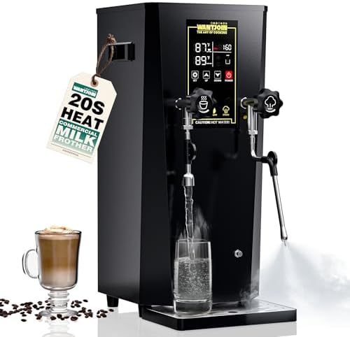 WantJoin 2000W Commercial Milk Frother & Beverage Warmer - Professional Milk Steamer Machine with LED Display Panel for Latte, Cappuccino, Coffee, Hot Chocolate and Milk Tea, Perfect for Cafes & Home by WantJoin