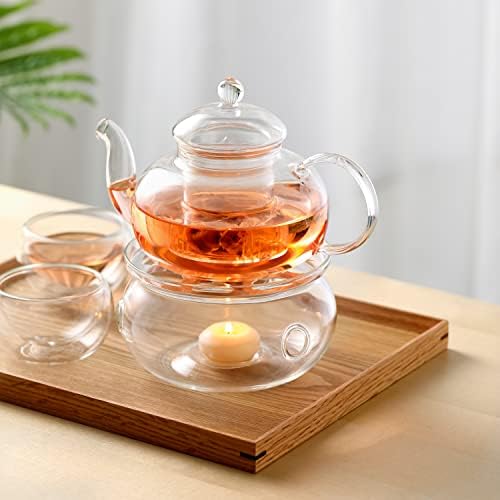 CNGLASS 8oz (4-pack) Double Wall Glass Mugs 33.8oz Glass Teapot Stovetop Safe - Image 7