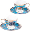 KAMMAK Tea Cups and Saucers Set of 2, Fine Bone China Coffee Cups, GHO03 by KAMMAK