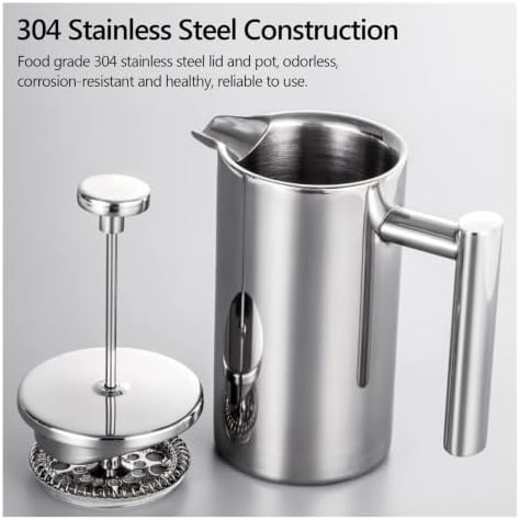 Double Walled Stainless Steel French Press Coffee Pot - Image 2