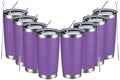 MEWAY 20oz Tumbler 8 Pack Double Wall Vacuum Insulated Travel Mug Bulk, Stainless Steel Tumblers with Lid and Straw, Durable Powder Coated Coffee Cups for Cold & Hot Drinks (Purple, 8) by MEWAY