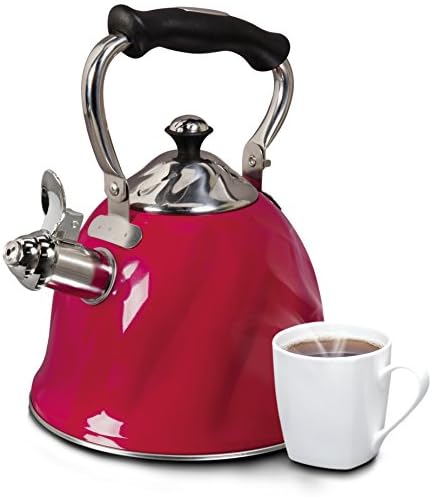 Mr Coffee Alderton Whistling Tea Kettle, 2.3 Quarts, Red - Image 2