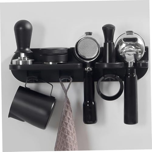 Mikinona Wall Mounted Espresso Organizer Rack for Coffee Machines No-drill Portafilter Holder with Dedicated Space for Tamper and Accessories for Coffee Bar and Kitchen Use - Image 4