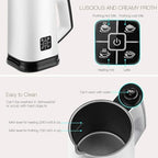 Coffee Foam Maker Machine, Electric Hot Cold Milk Steamer with Touch Screen Buttons & Transparent Visible Cup Lid, Detachable Design, Even and Fine Milk Foam - Image 4