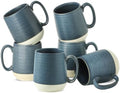 Hasense Coffee Cups, 15 oz Coffee Mugs Ceramic with Handles Set of 6, Tea Cup for Home and Office, Stylish Colorblocking Mug for Coffee, Tea, Latte, Cocoa, Dishwasher Microwave Safe, Deep Blue by Hasense