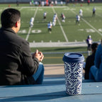 Handcrafted Talavera Ceramic Travel Mug with Silicone Lid, 16 oz, 6.5 Inch Tall, Mexican Embossed Pottery Coffee Tumbler – Artisan Texture & Relief Design (Puebla Cobalt) - Image 4