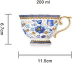 Fine Bone China Tea Set with Teapot, Teacups & Spoons & Saucers 13-Pieces Blue, Porcelain White & Gold Detailed Dream Vintage Floral - Coffee & Teas, Gifts for Mom, Her, Housewarming, Wedding Service - Image 6