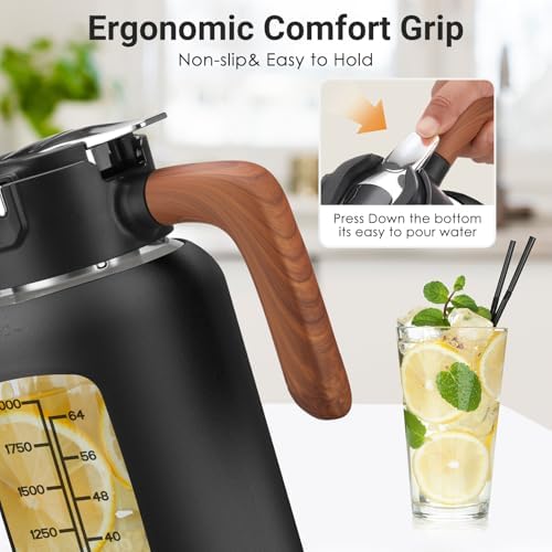 84oz Borosilicate Glass Pitcher, Leak-Proof Lid & Handle BPA Free, Fridge - Image 3