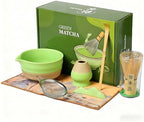 Matcha Whisk Set,7-Piece Ceramic Matcha Bowl & Bamboo Whisk Kit with Spout, Sifter, Scoop,Holder,Rest & Towel for Traditional Japanese Tea Ceremony,Ideal Gift for Matcha Lovers (Green) by Velytycheon